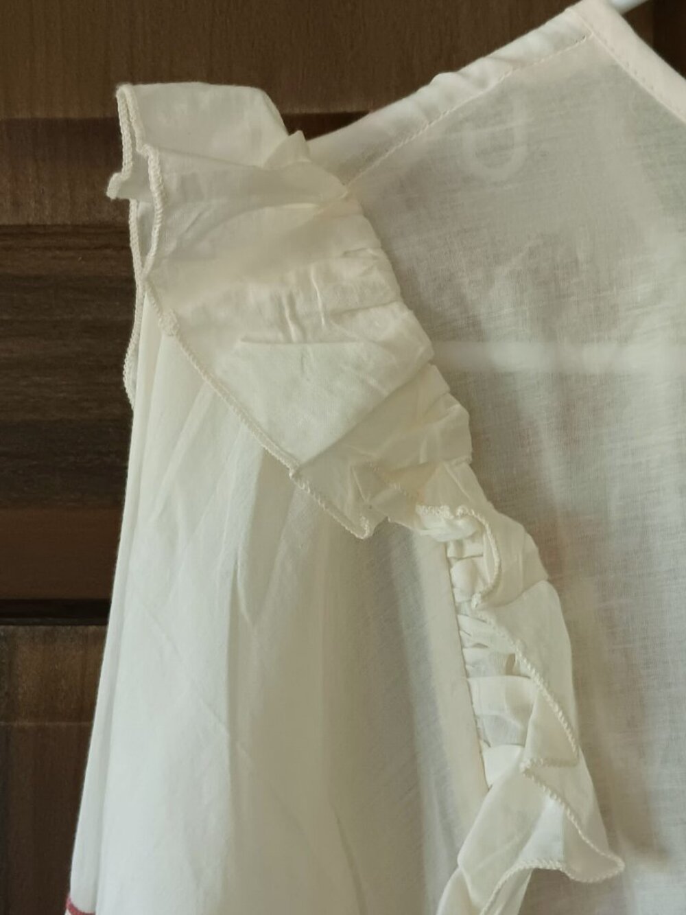 CALYPSO ST. BARTH Cream and Pink Embroidered and Ruffled Peasant Blouse Size S - Picture 11 of 15